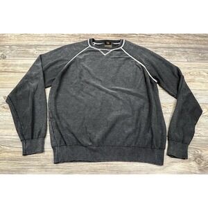 F/X Fusion Men's L Black Crewneck Sweater Pullover Enzyme‎ Wash Contrast Stitch